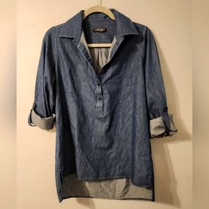 Lisette L Denim Blouse With Button Tabs